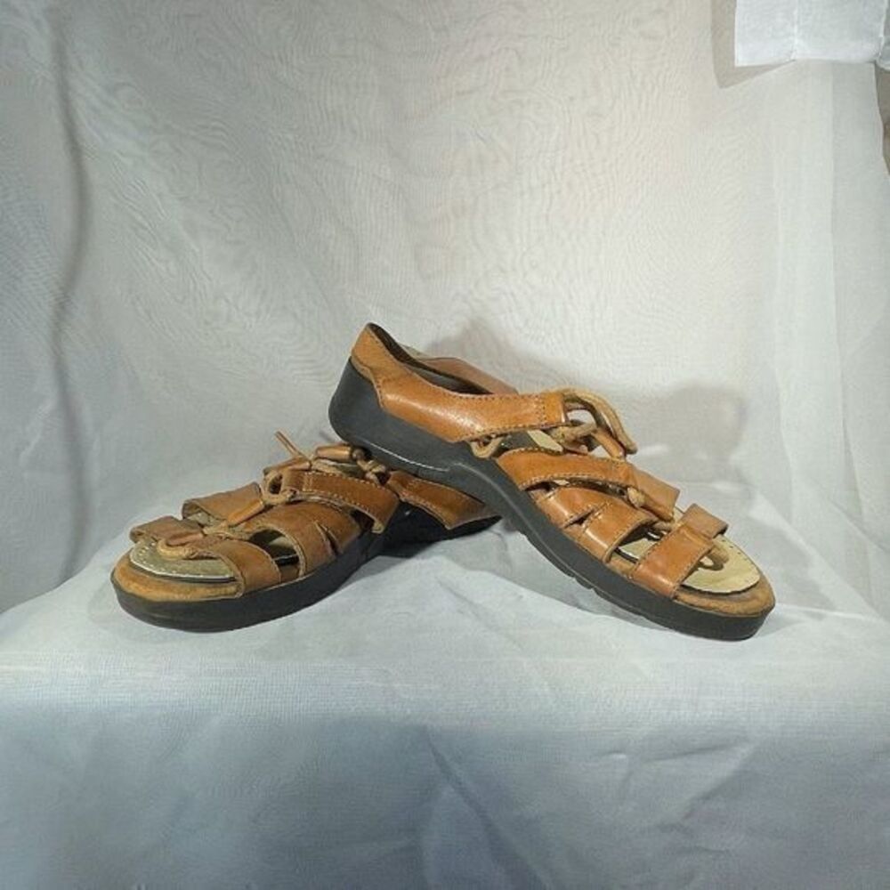 Dr Scholls Womens Strappy Leather Open Toe Lace up Brown Sandals Size 6-1/2